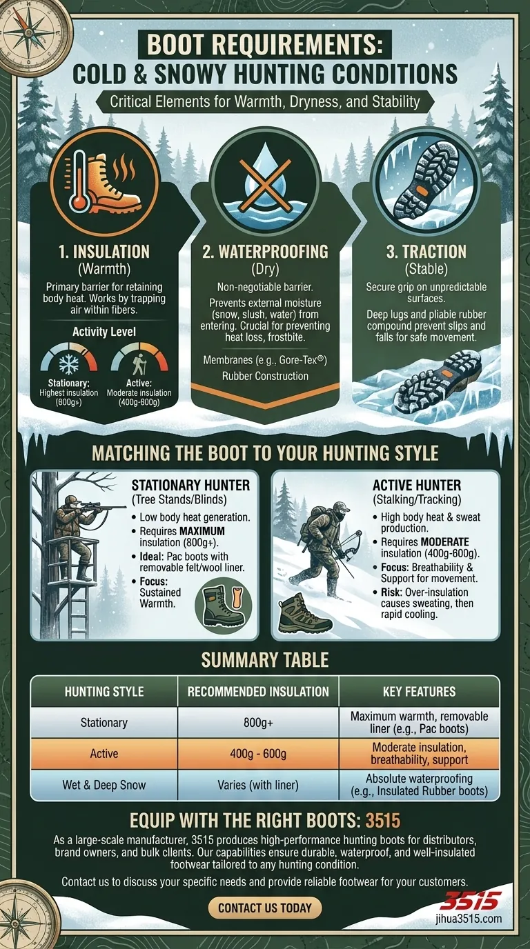 What are the boot requirements for cold and snowy hunting conditions? A Guide to Staying Warm, Dry, and Steady Visual Guide