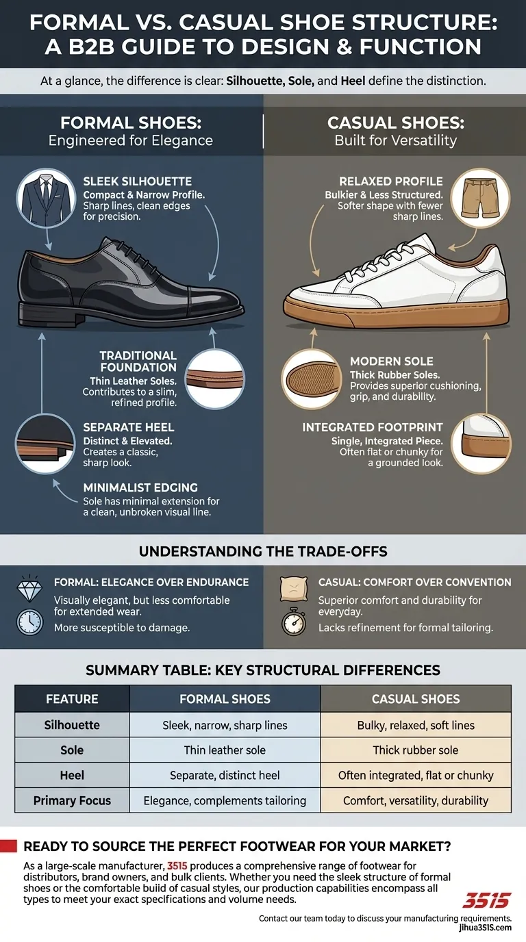 In che modo la struttura delle scarpe eleganti differisce da quella delle scarpe casual? Analisi delle principali differenze di design Guida Visiva