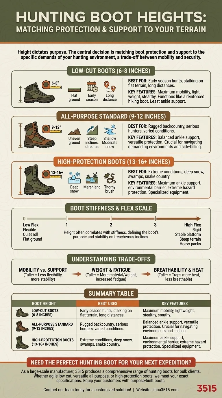 Quelles sont les différentes options de hauteur pour les bottes de chasse ? Choisissez la bonne hauteur pour votre terrain Guide Visuel