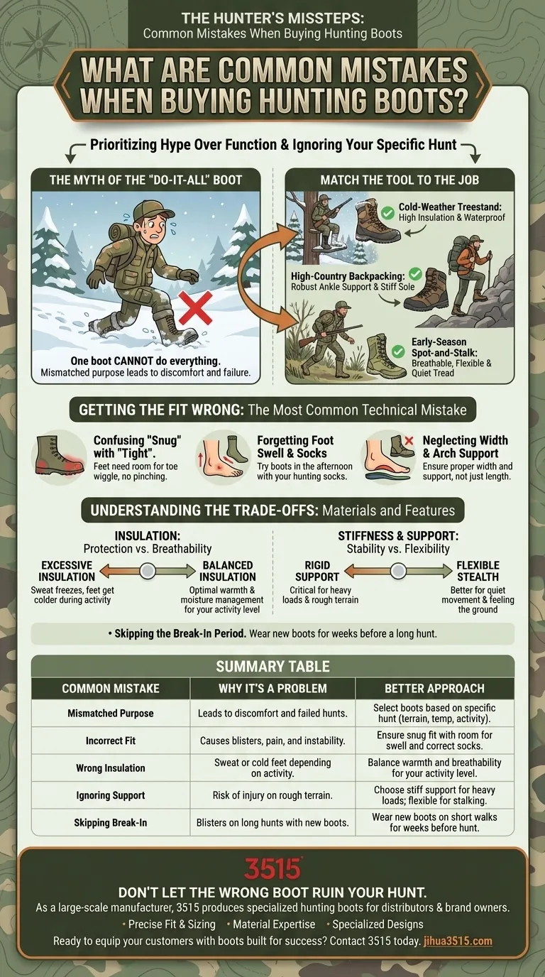 Quali sono gli errori comuni nell'acquisto di scarponi da caccia? Evita disagio e cacce fallite Guida Visiva