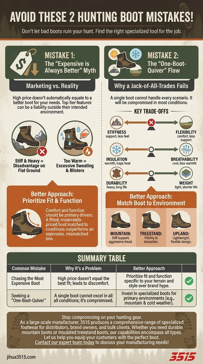 Quelles sont les deux erreurs courantes commises par les chasseurs lors de l'achat de bottes de chasse ? Évitez les erreurs coûteuses pour de meilleures performances Guide Visuel