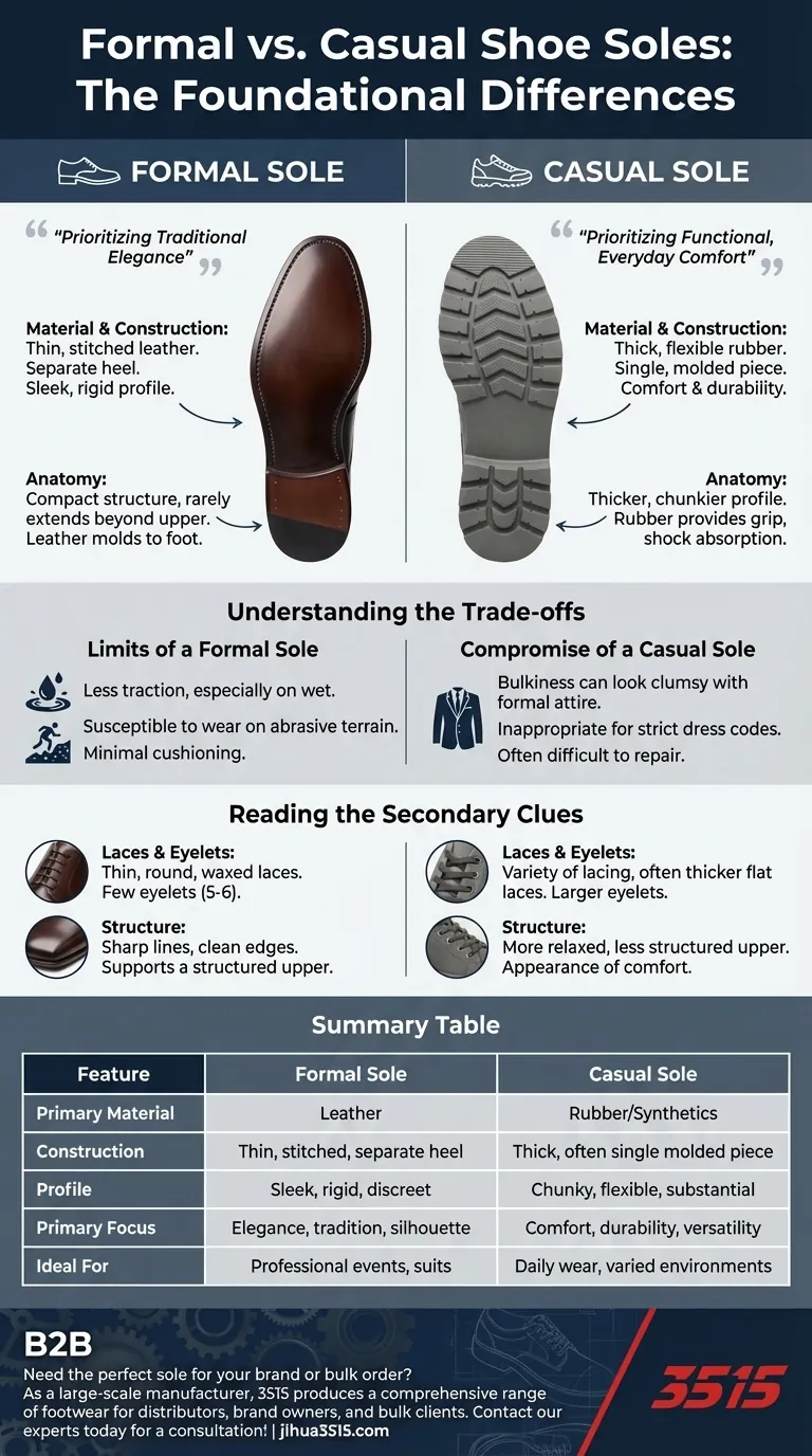 Quali sono le differenze nelle suole tra scarpe eleganti e casual? Le fondamenta dello stile e della funzione Guida Visiva
