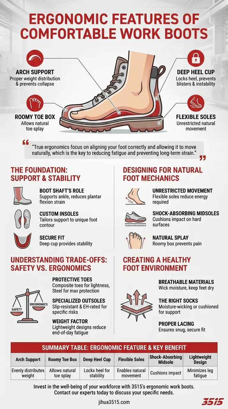 What ergonomic features contribute to comfortable work boots? The Key to All-Day Comfort & Reduced Fatigue Visual Guide