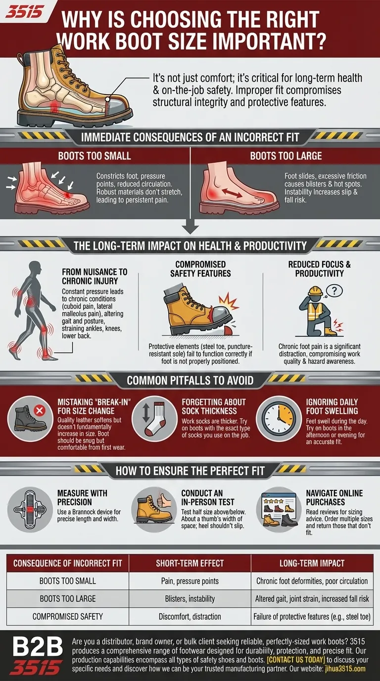 Why is choosing the right work boot size important? Protect Your Health and Safety on the Job Visual Guide