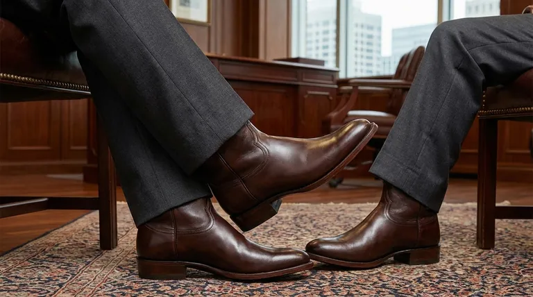 What are the recommended features for cowboy boots in a formal work environment? Achieve Professional Style & Comfort