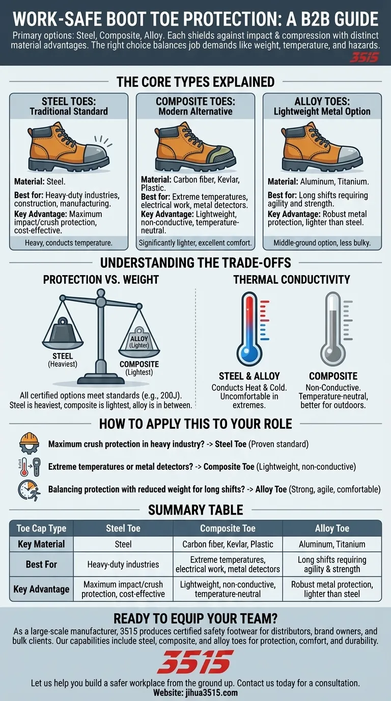 Quali tipi di protezione per le dita sono disponibili negli scarponi antinfortunistici? Scegli la punta di sicurezza giusta per il tuo lavoro Guida Visiva