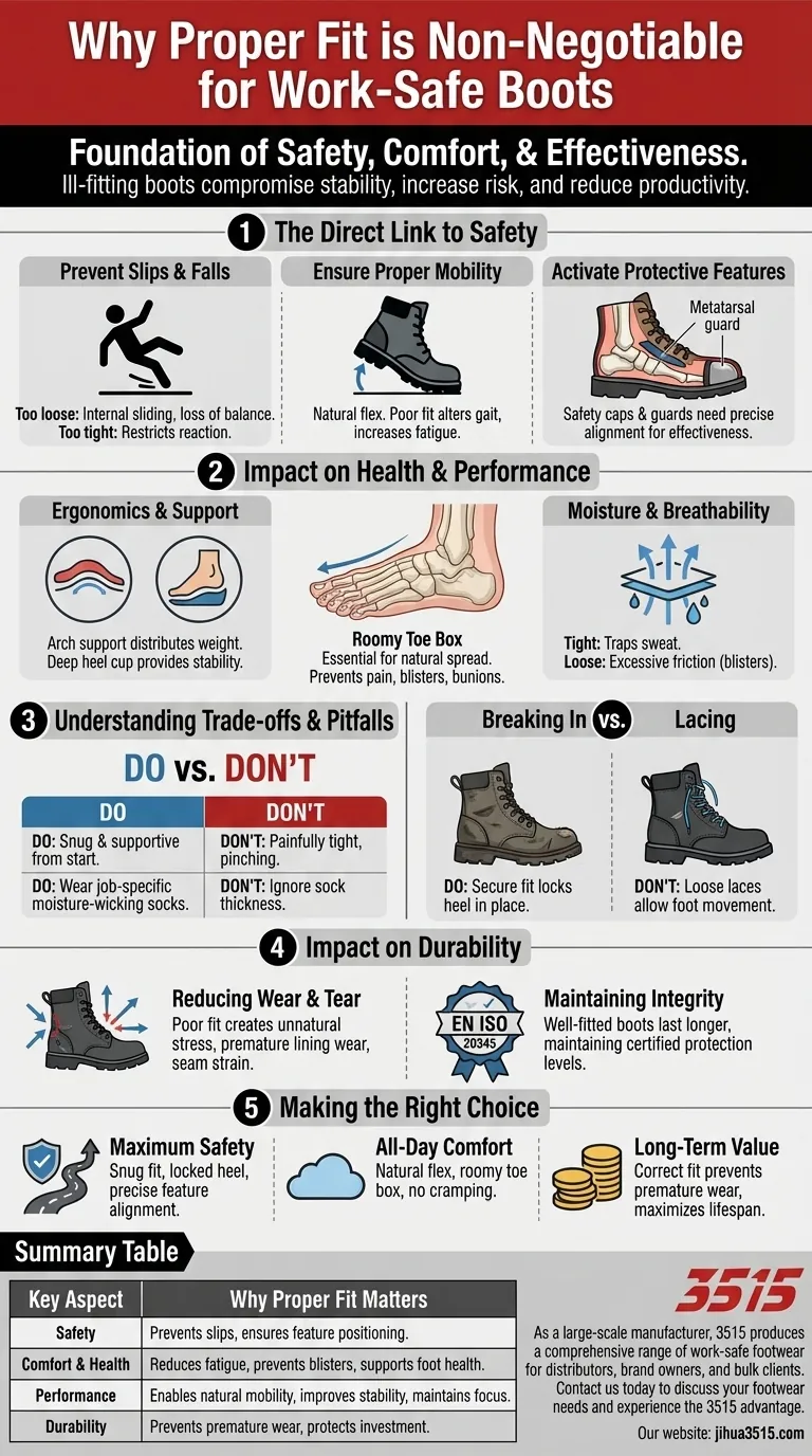 ¿Por qué es importante un ajuste adecuado para las botas de seguridad laboral? La base de la seguridad, la comodidad y el rendimiento Guía Visual