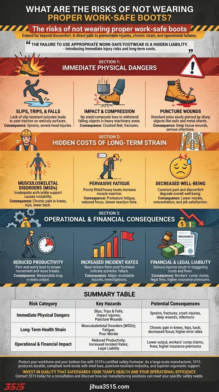 適切な安全靴を着用しないリスクとは？高額な怪我やダウンタイムを回避しましょう ビジュアルガイド