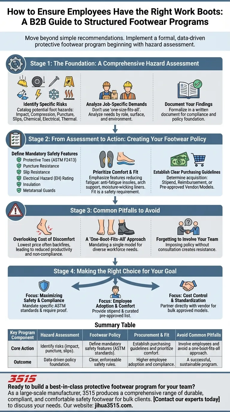 ¿Cómo pueden los empleadores asegurarse de que sus empleados tengan las botas de trabajo adecuadas? Cree una fuerza laboral más segura y productiva Guía Visual