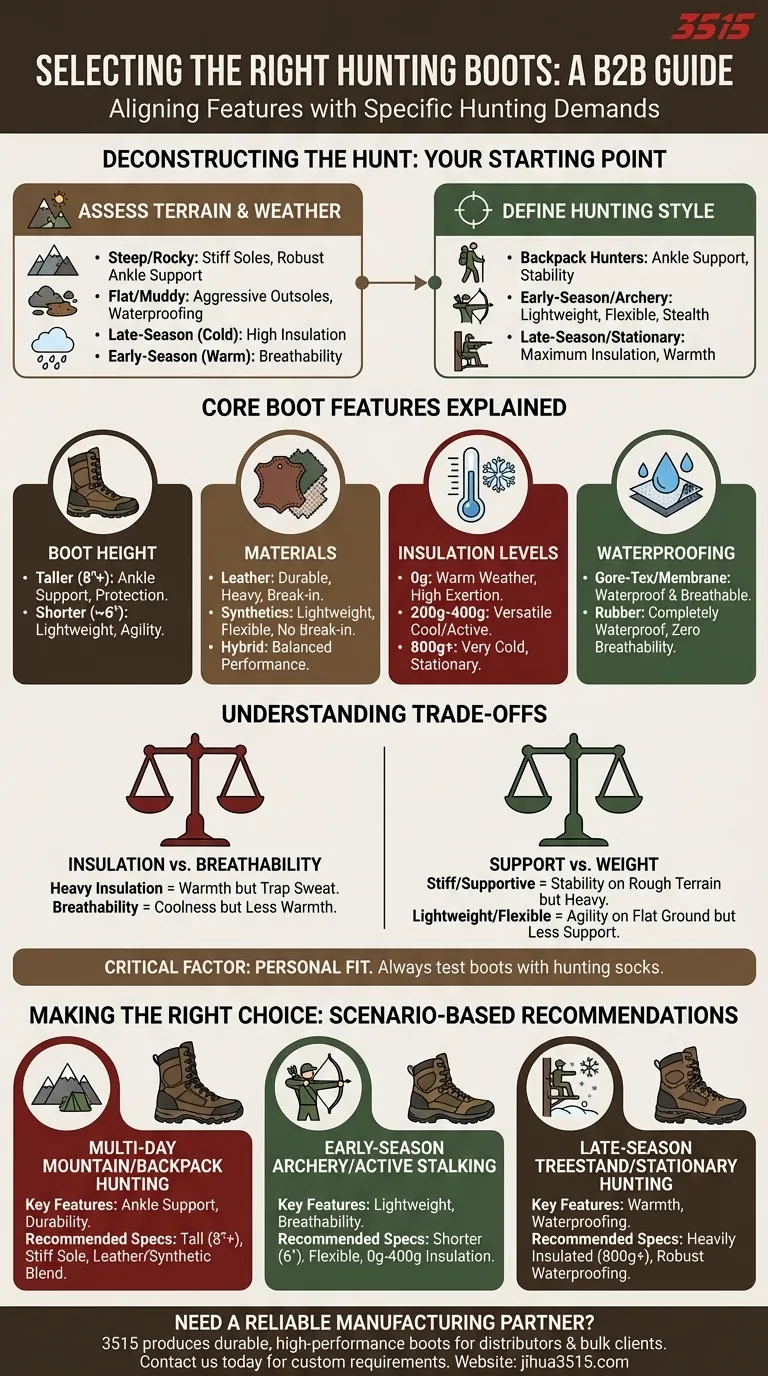 ¿Qué factores deben considerar los cazadores al seleccionar botas? Una guía para un ajuste y rendimiento perfectos Guía Visual