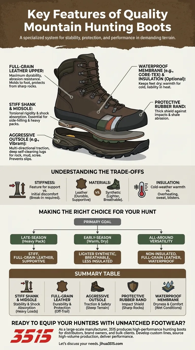 What are the key features of quality mountain hunting boots? Master Your Terrain with the Right Support Visual Guide