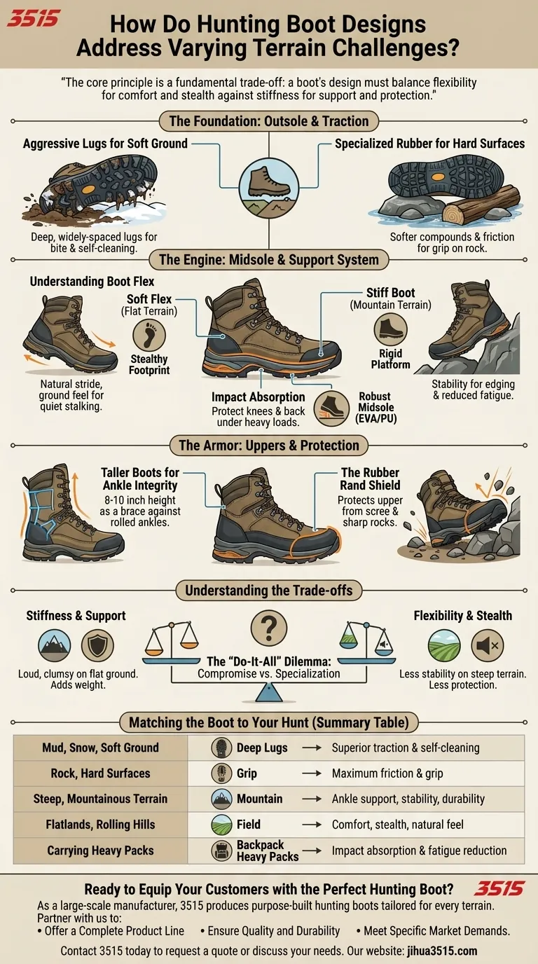 How do hunting boot designs address varying terrain challenges? The Ultimate Guide to Matching Boots to Your Hunt Visual Guide