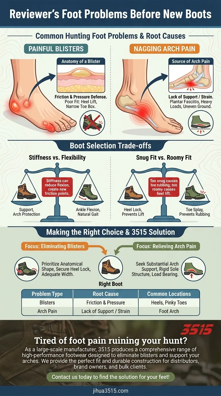 ما هي مشاكل القدم التي واجهها المراجع قبل تجربة الأحذية الجديدة؟ حل البثور وآلام القوس دليل مرئي