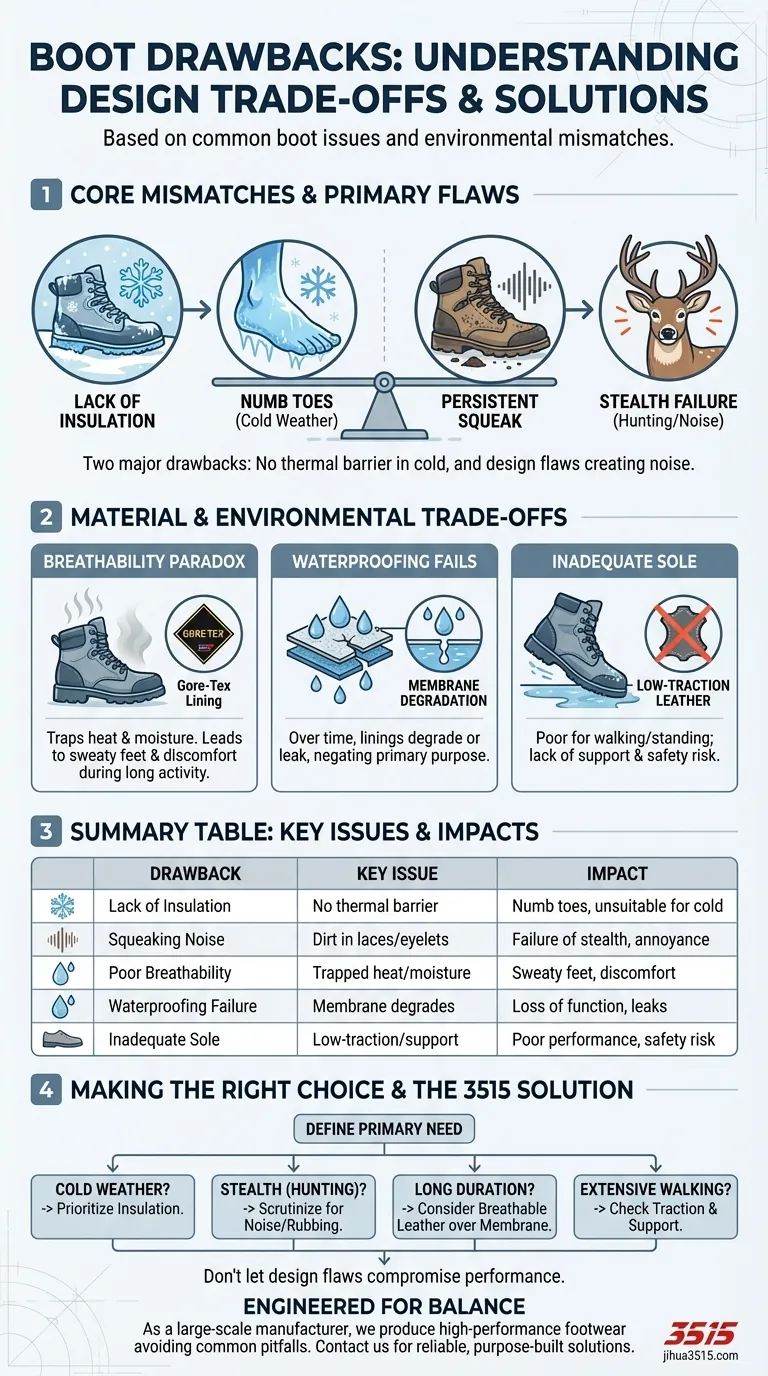 What are the main drawbacks mentioned about these boots? Avoid Costly Footwear Mistakes Visual Guide