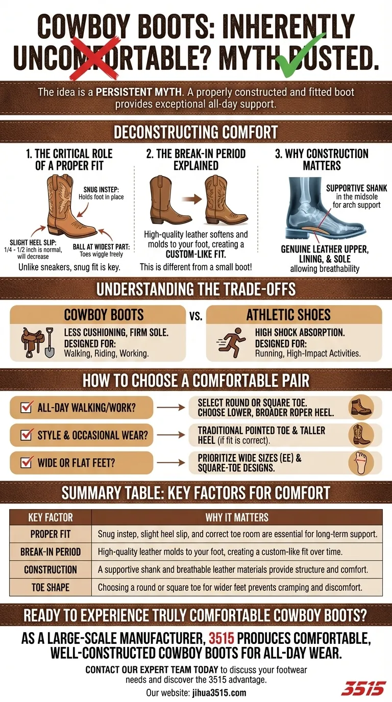 카우보이 부츠는 본질적으로 불편한가요? 완벽하고 편안한 핏을 찾아보세요. 시각적 가이드