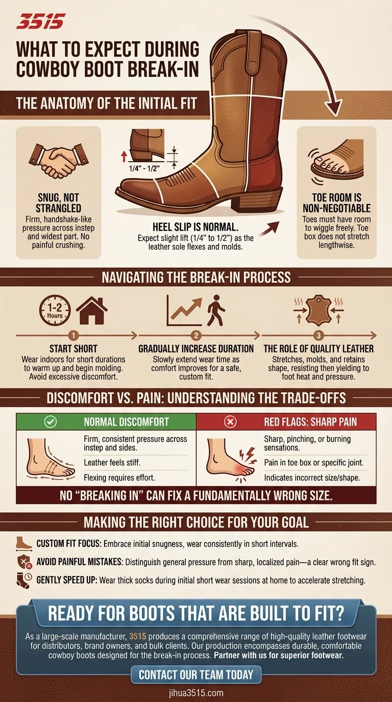 カウボーイブーツの慣らし期間中に何を期待すべきか？完璧なカスタムフィットを実現するためのガイド ビジュアルガイド