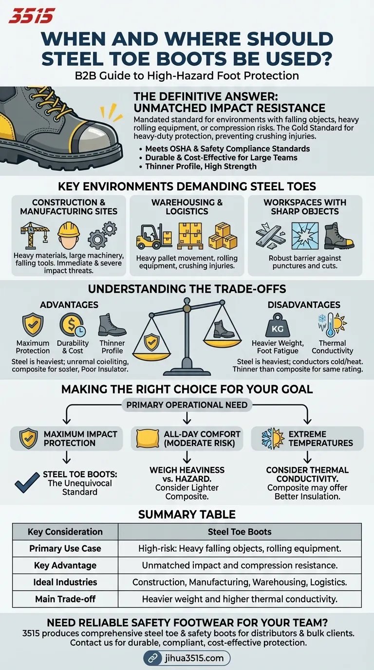 何时何地应使用钢包头靴？确保最大程度的冲击防护 图解指南