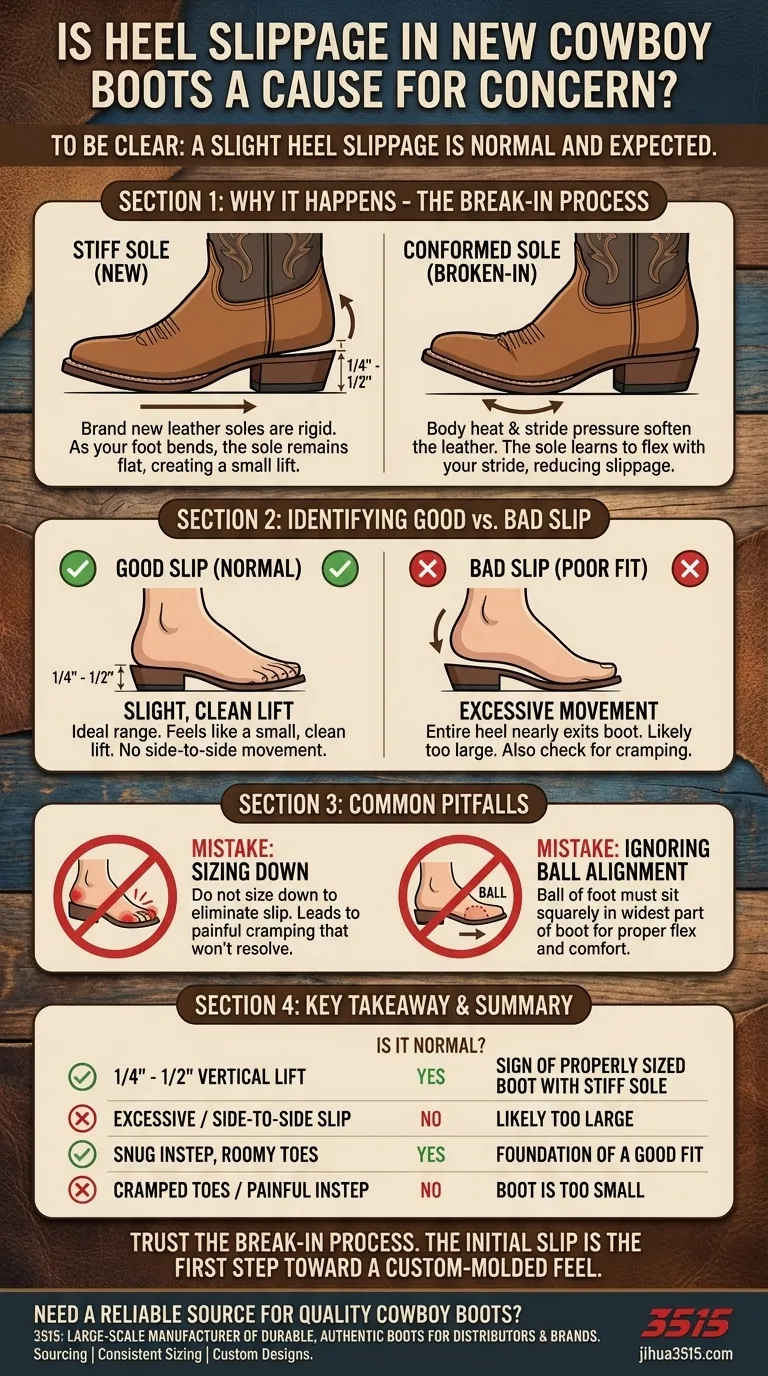 Ist ein leichtes Anheben der Ferse bei neuen Cowboystiefeln besorgniserregend? Es ist ein normaler Teil des Einlaufprozesses. Visuelle Anleitung
