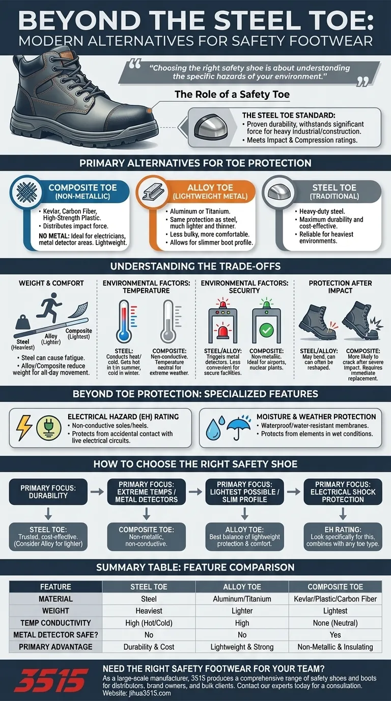鋼鉄製先芯靴の代替品にはどのようなものがありますか？ 作業員のために、より軽量で安全な選択肢を探る ビジュアルガイド