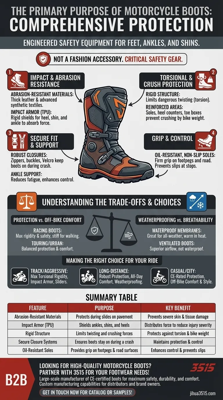 오토바이 부츠의 주요 목적은 무엇인가요? 라이더를 위한 필수 보호 기능 설명 시각적 가이드