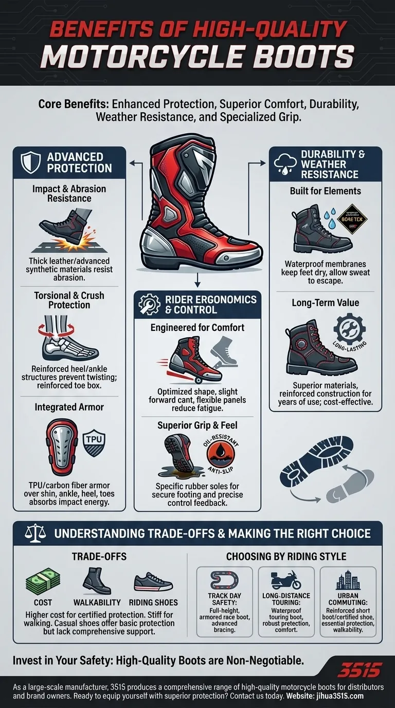 Quels sont les avantages de porter des bottes de moto de haute qualité ? Protection et contrôle essentiels pour les motocyclistes Guide Visuel