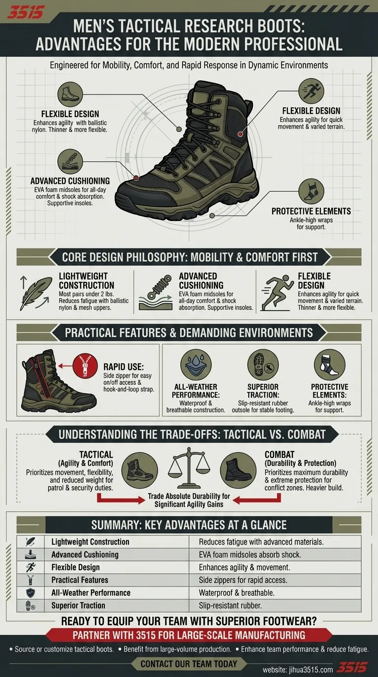 Quels sont les avantages des bottes tactiques de recherche pour hommes ? Mobilité supérieure et confort toute la journée Guide Visuel