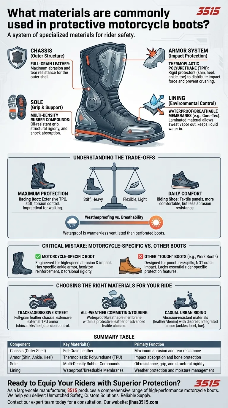 Welche Materialien werden üblicherweise für schützende Motorradstiefel verwendet? Der ultimative Leitfaden zur Sicherheit von Fahrern Visuelle Anleitung