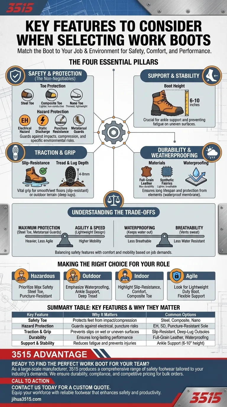Какие ключевые особенности следует учитывать при выборе рабочей обуви? Руководство по безопасности, долговечности и посадке Визуальное руководство