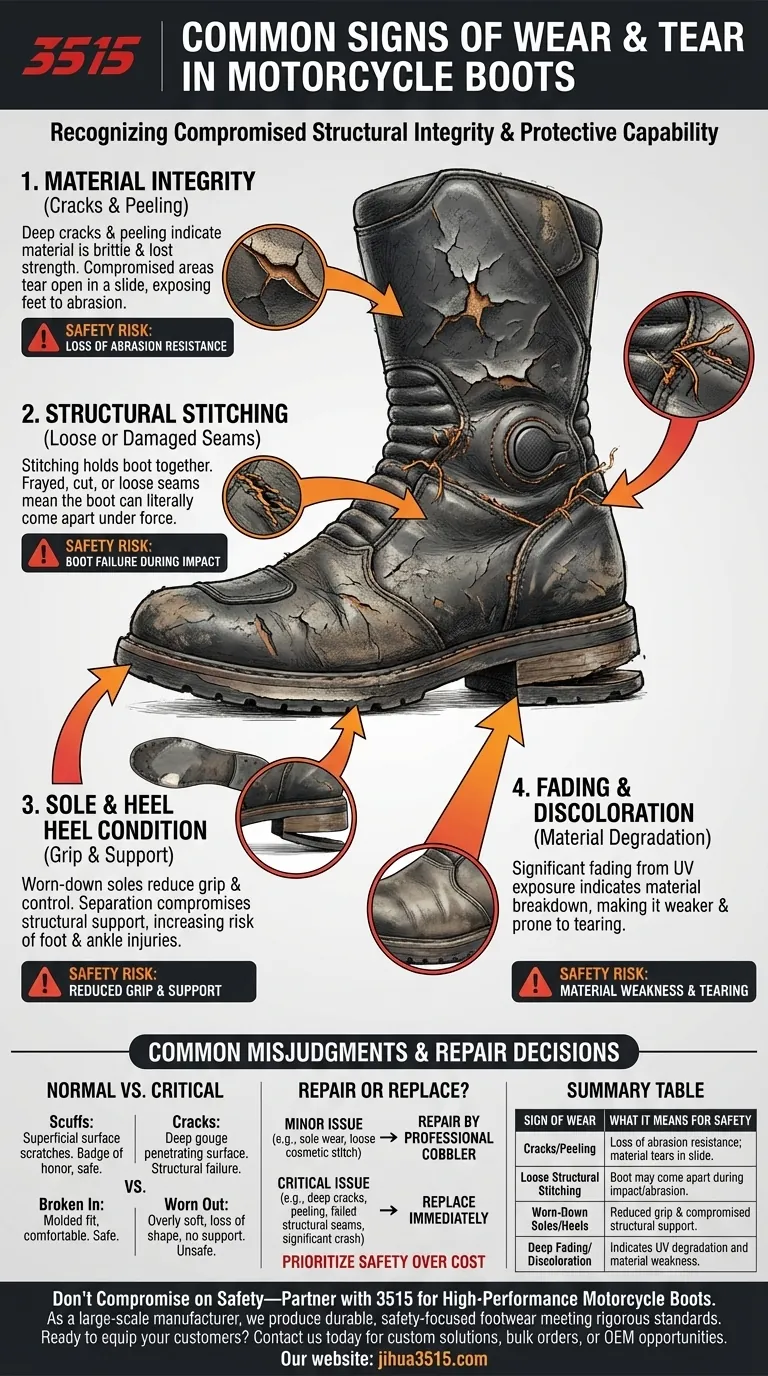 Quali sono i segni comuni di usura degli stivali da moto? Identificare i guasti critici alla sicurezza Guida Visiva