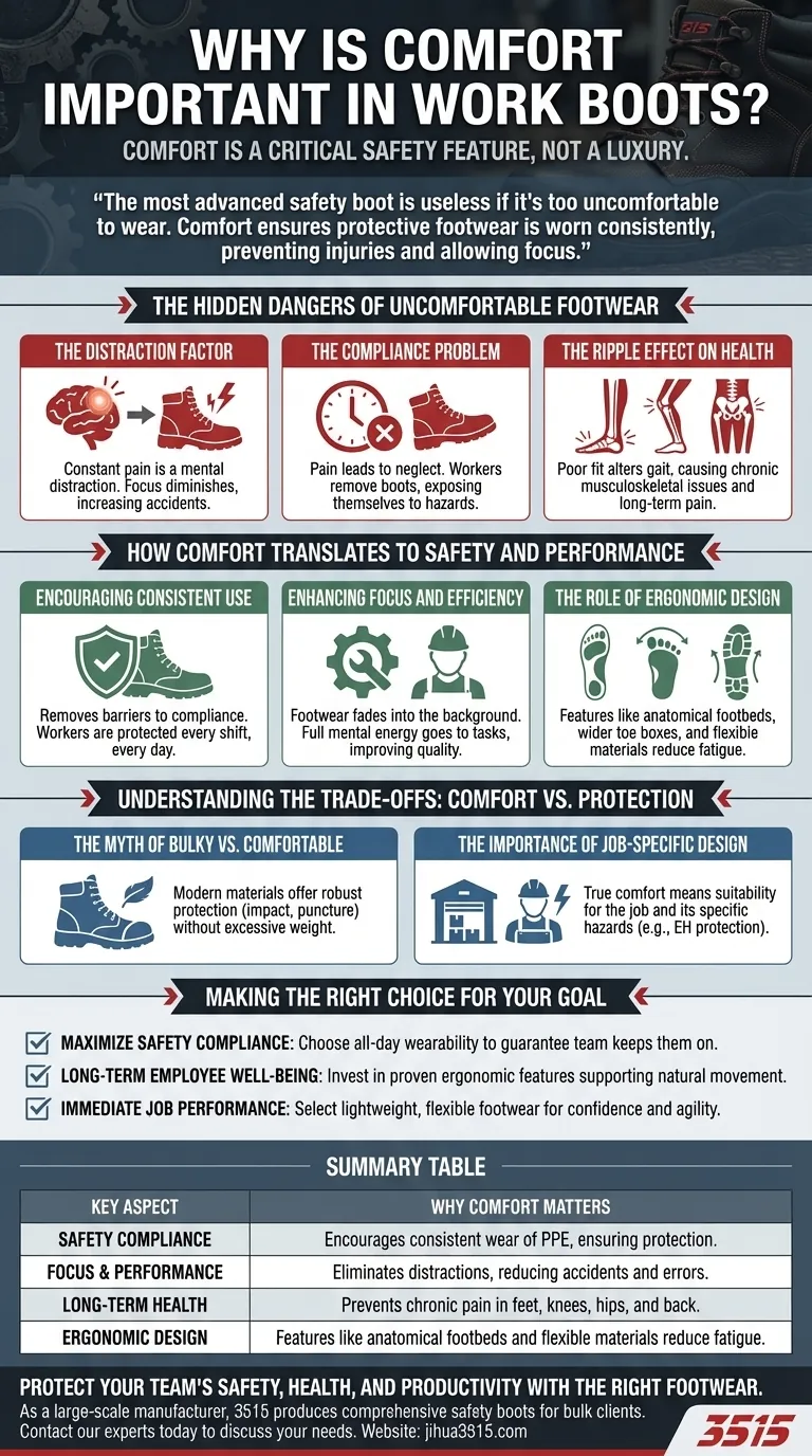 Почему комфорт важен в рабочей обуви? Критическая связь между комфортом и безопасностью Визуальное руководство
