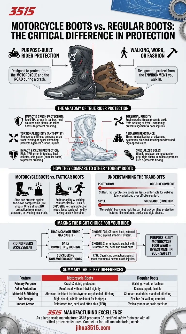 Was sind die Hauptunterschiede zwischen Motorradstiefeln und normalen Stiefeln? Essenzielle Sicherheitsausrüstung erklärt Visuelle Anleitung