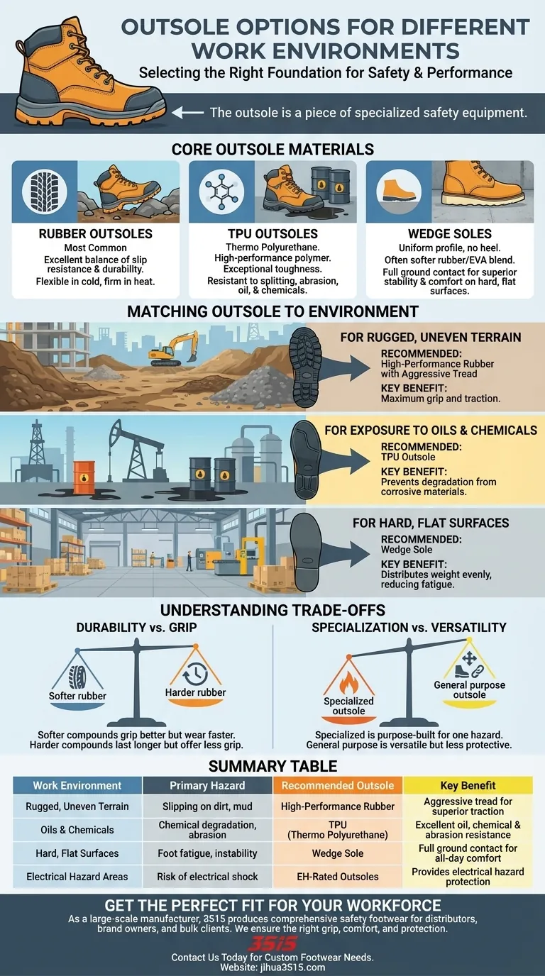 Welche Arten von Laufsohlen gibt es für verschiedene Arbeitsumgebungen? Wählen Sie die richtige Griffigkeit für Ihren Job Visuelle Anleitung