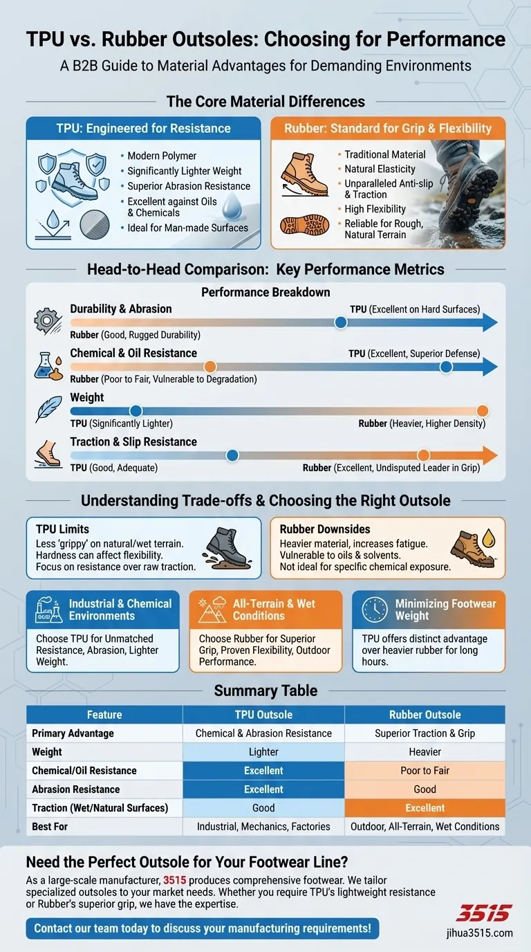 ¿Cuáles son las ventajas de las suelas de TPU sobre las suelas de goma? Más ligeras, más resistentes y químicamente resistentes. Guía Visual