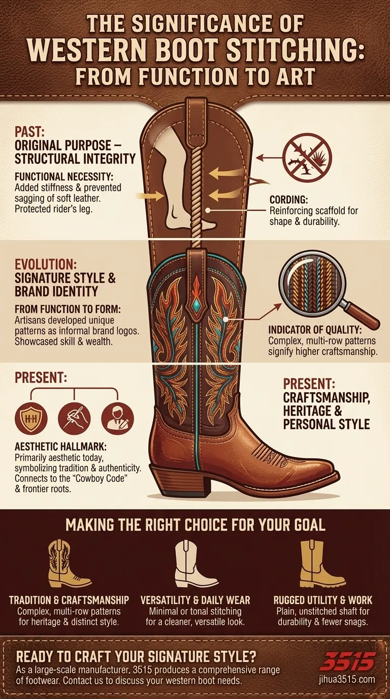 Qual è il significato del punto o del motivo con cordoncino a mano negli stivali western? | Una guida alla maestria artigianale e allo stile Guida Visiva