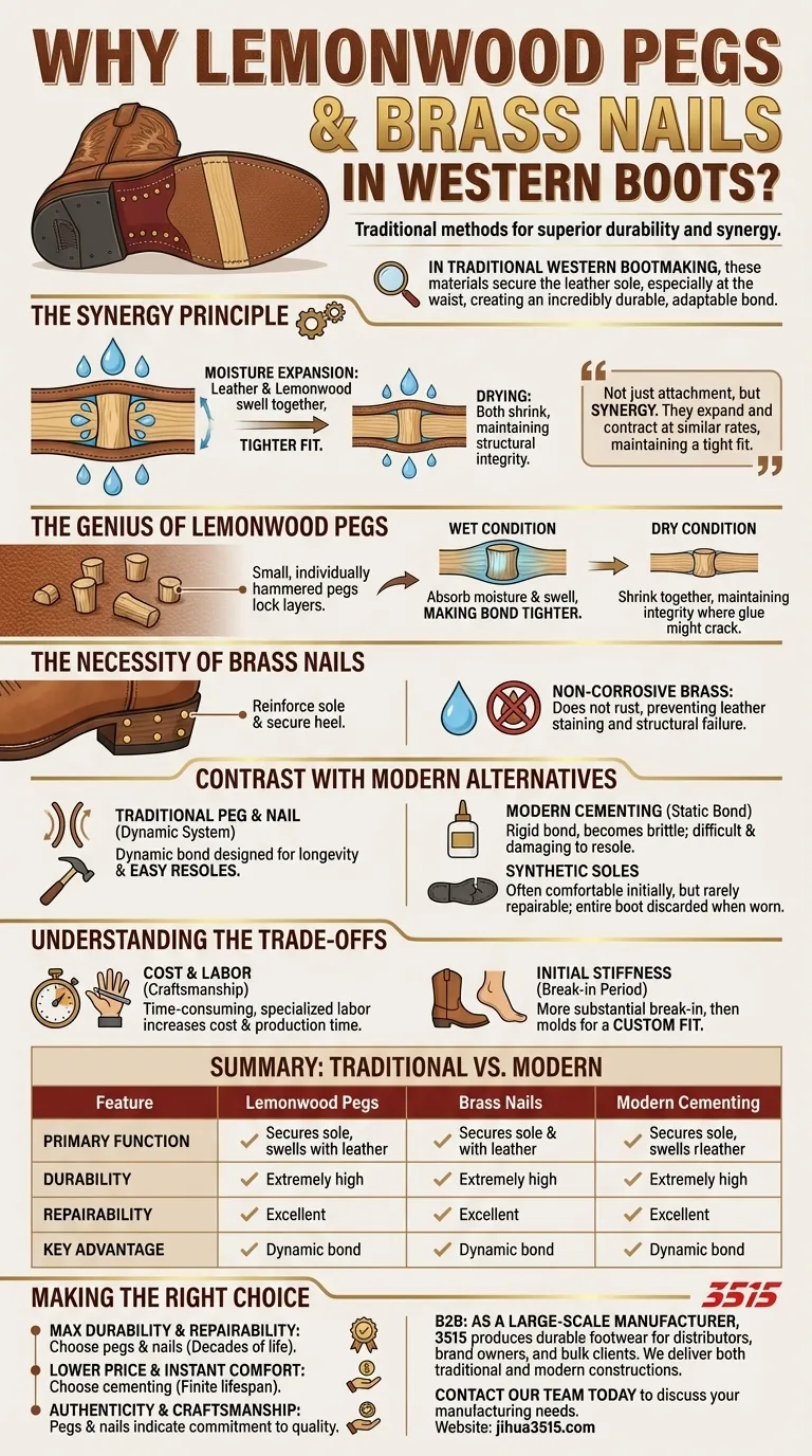 Pourquoi utilise-t-on des chevilles en bois de citronnier et des clous en laiton dans les bottes western ? Le secret d'une durabilité inégalée Guide Visuel