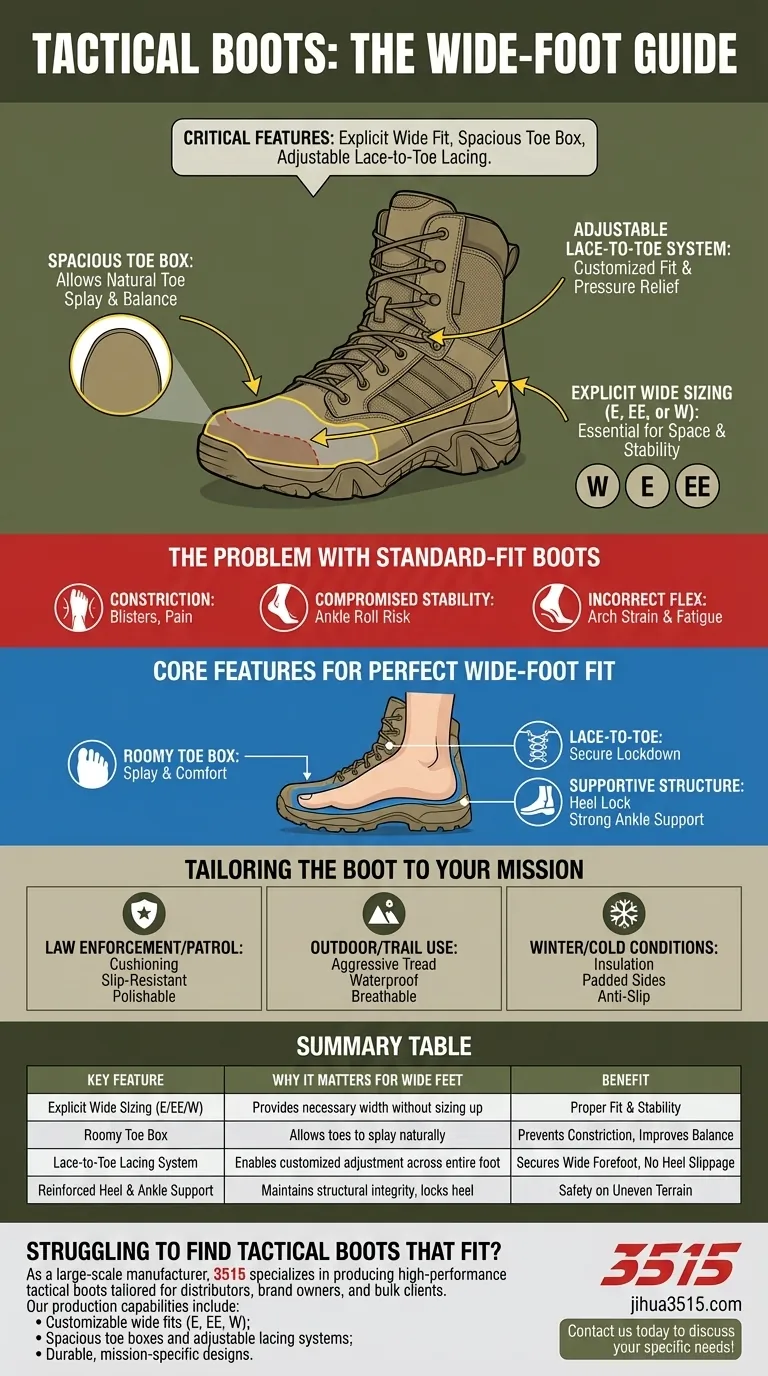 Que doivent rechercher les personnes ayant les pieds larges dans les bottes tactiques ? Trouvez l'ajustement parfait pour la performance et le confort. Guide Visuel