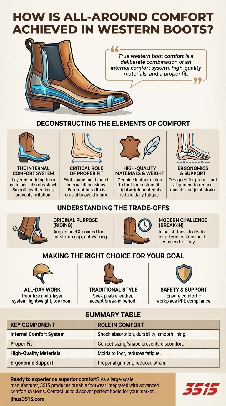 Come si ottiene un comfort a tutto tondo negli stivali western? Scopri l'Integrated Comfort System Guida Visiva