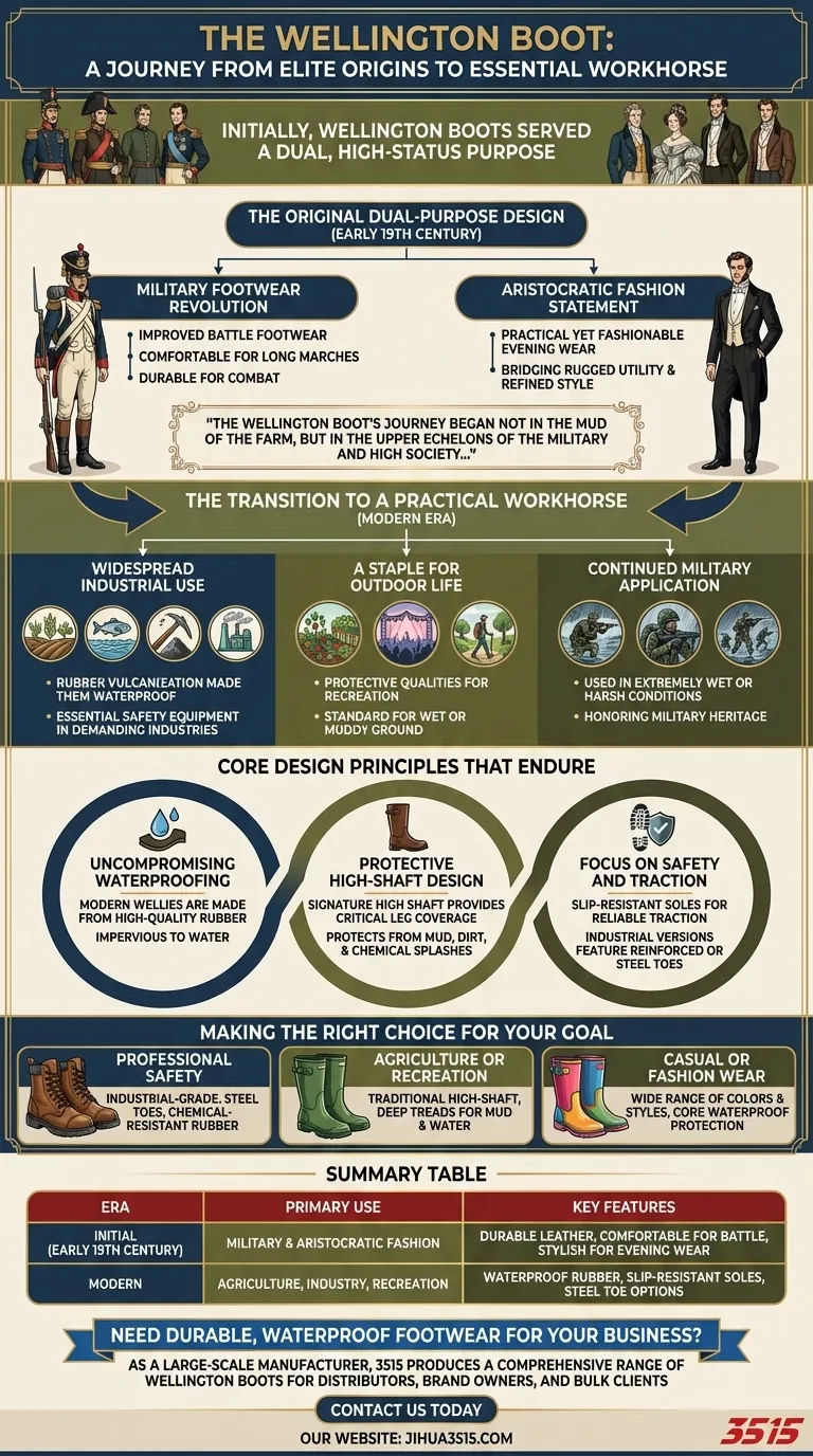 웰링턴 부츠의 초기 용도는 무엇이었습니까? 전장에서 상류 사회까지 시각적 가이드