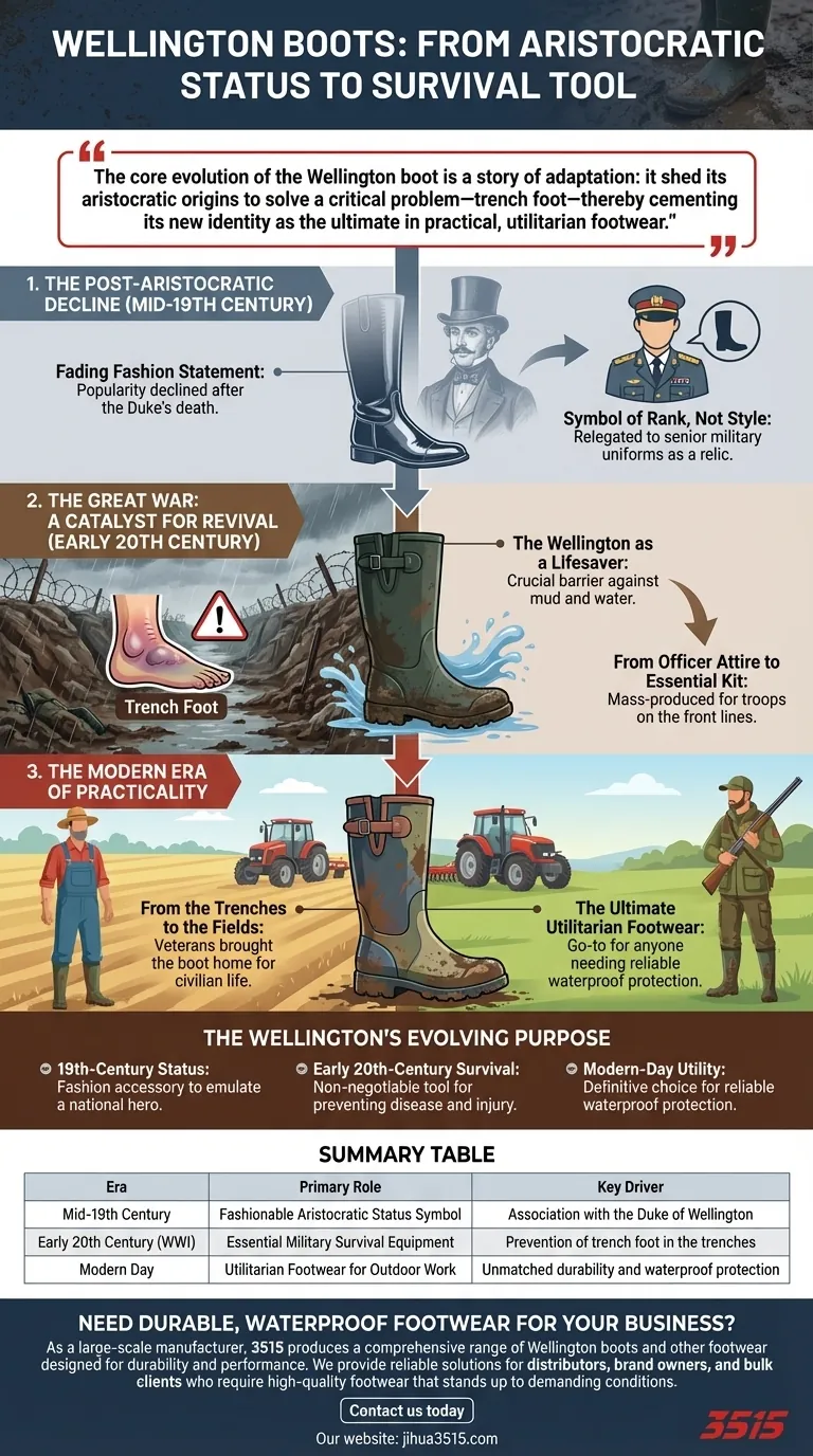 كيف تطورت أحذية ويلينغتون بعد وفاة الدوق؟ من الأزياء الأرستقراطية إلى المنفعة المنقذة للحياة دليل مرئي
