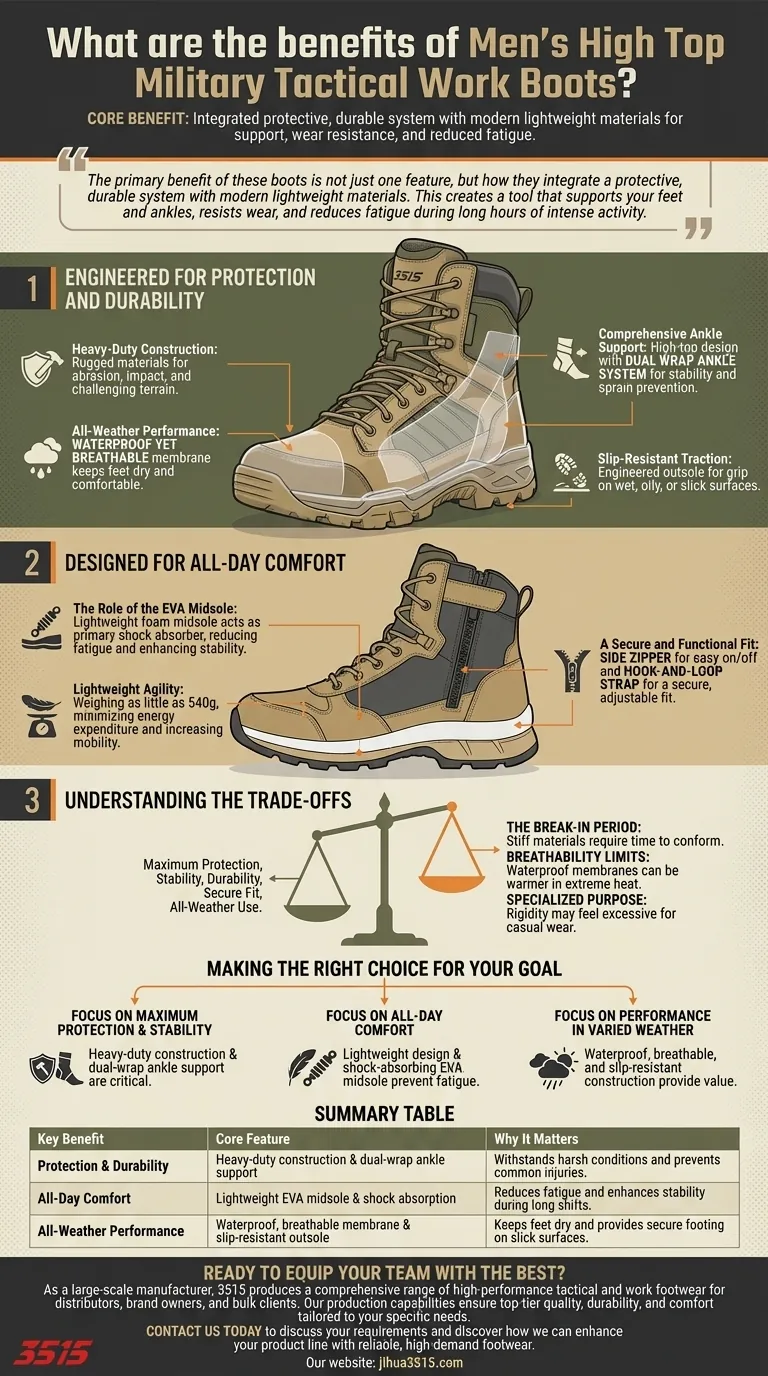 Quali sono i vantaggi degli scarponi da lavoro tattici militari alti da uomo? Sblocca protezione e comfort superiori Guida Visiva