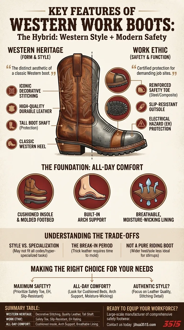 서부 작업화의 주요 특징은 무엇인가요? 스타일, 안전 및 편안함의 하이브리드 시각적 가이드