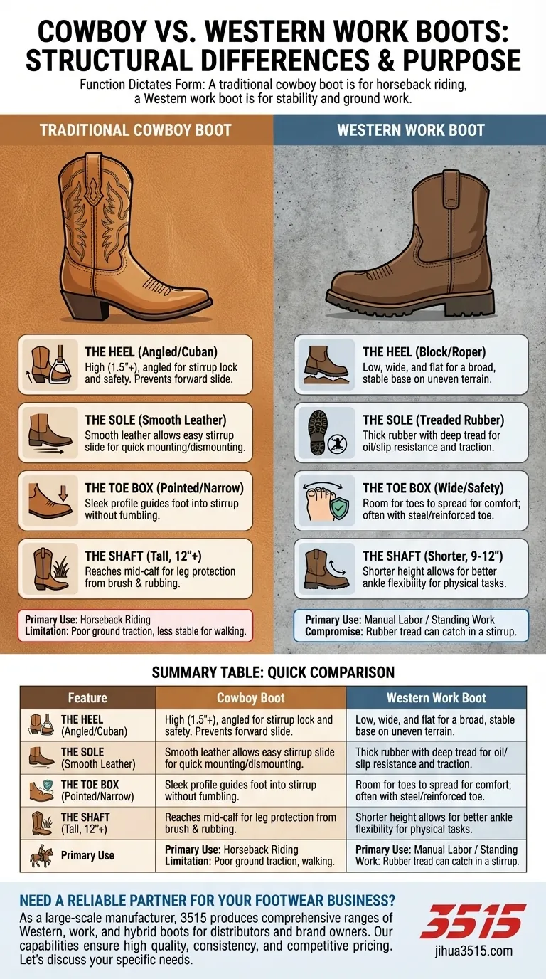 ¿Cuáles son las diferencias estructurales entre las botas de vaquero y las botas de trabajo Western? Elige la bota adecuada para tus necesidades Guía Visual