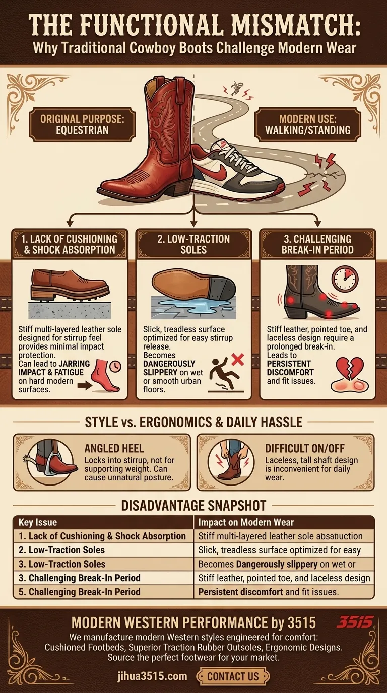 Каковы основные недостатки ковбойских сапог? От седла до тротуара: ограничения Визуальное руководство