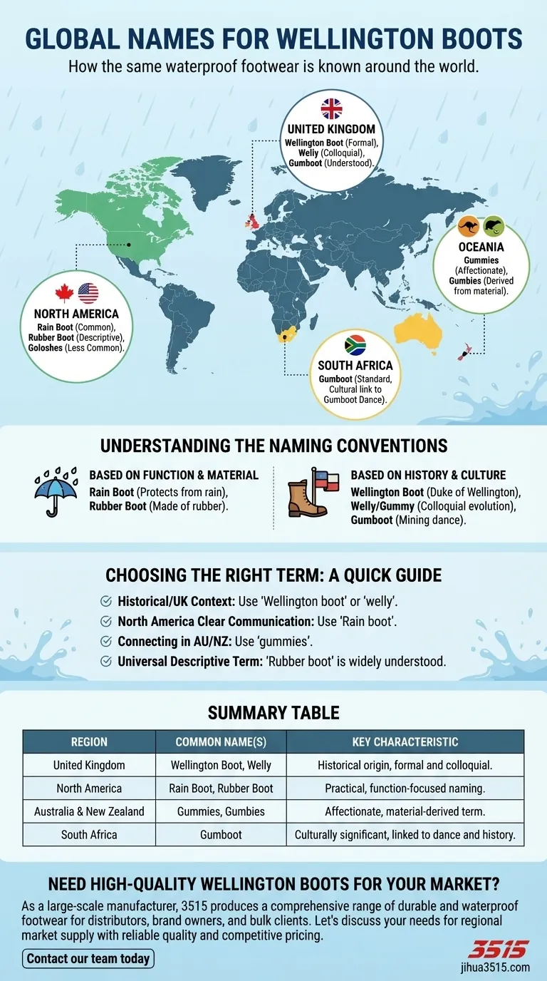 다른 나라에서 웰링턴 부츠를 뭐라고 부르나요? 지역별 명칭 가이드 시각적 가이드