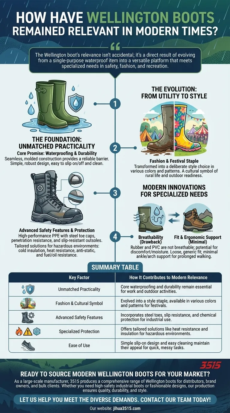 현대에도 웰링턴 부츠가 관련성을 유지하는 방법은 무엇일까요? 농장에서 축제까지, 그 다재다능함은 계속됩니다. 시각적 가이드
