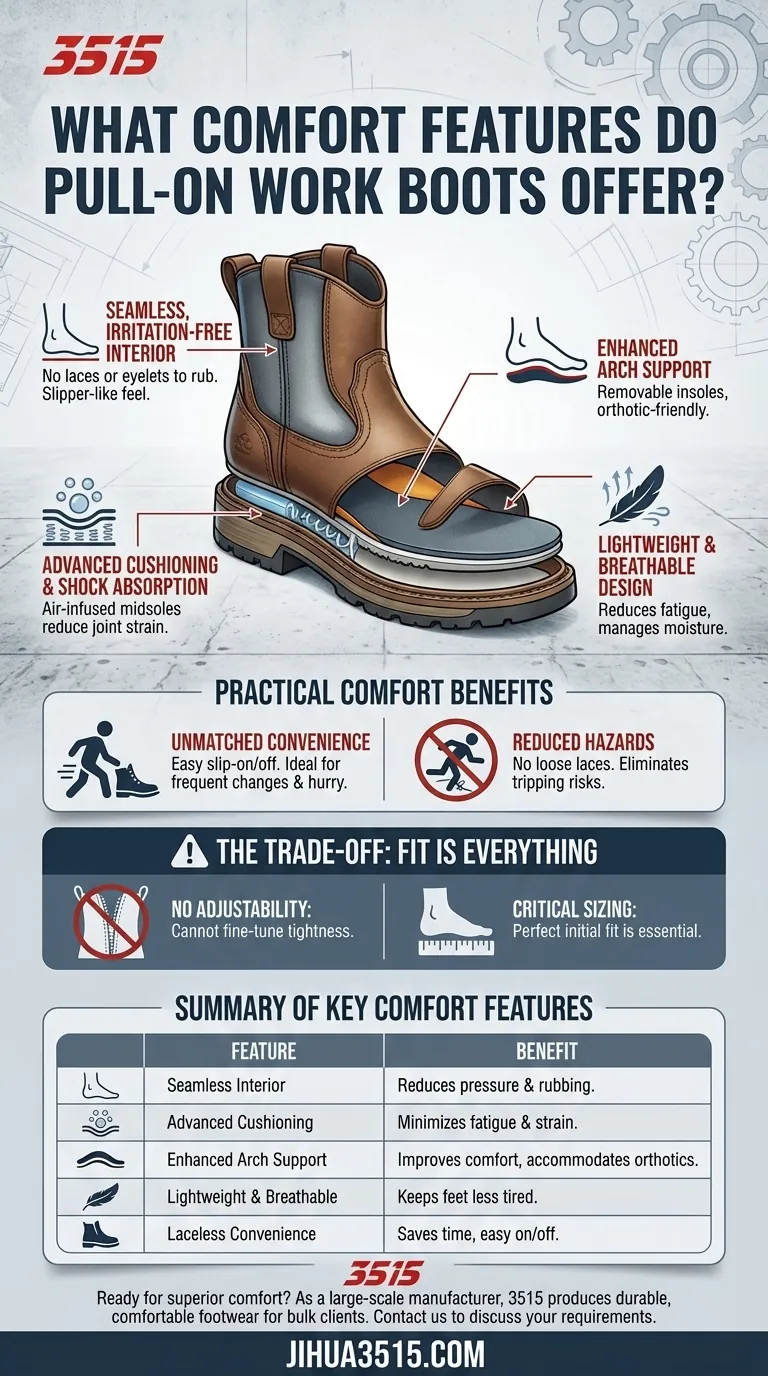 Quali caratteristiche di comfort offrono gli stivali da lavoro senza lacci? Sblocca comfort e praticità per tutto il giorno Guida Visiva