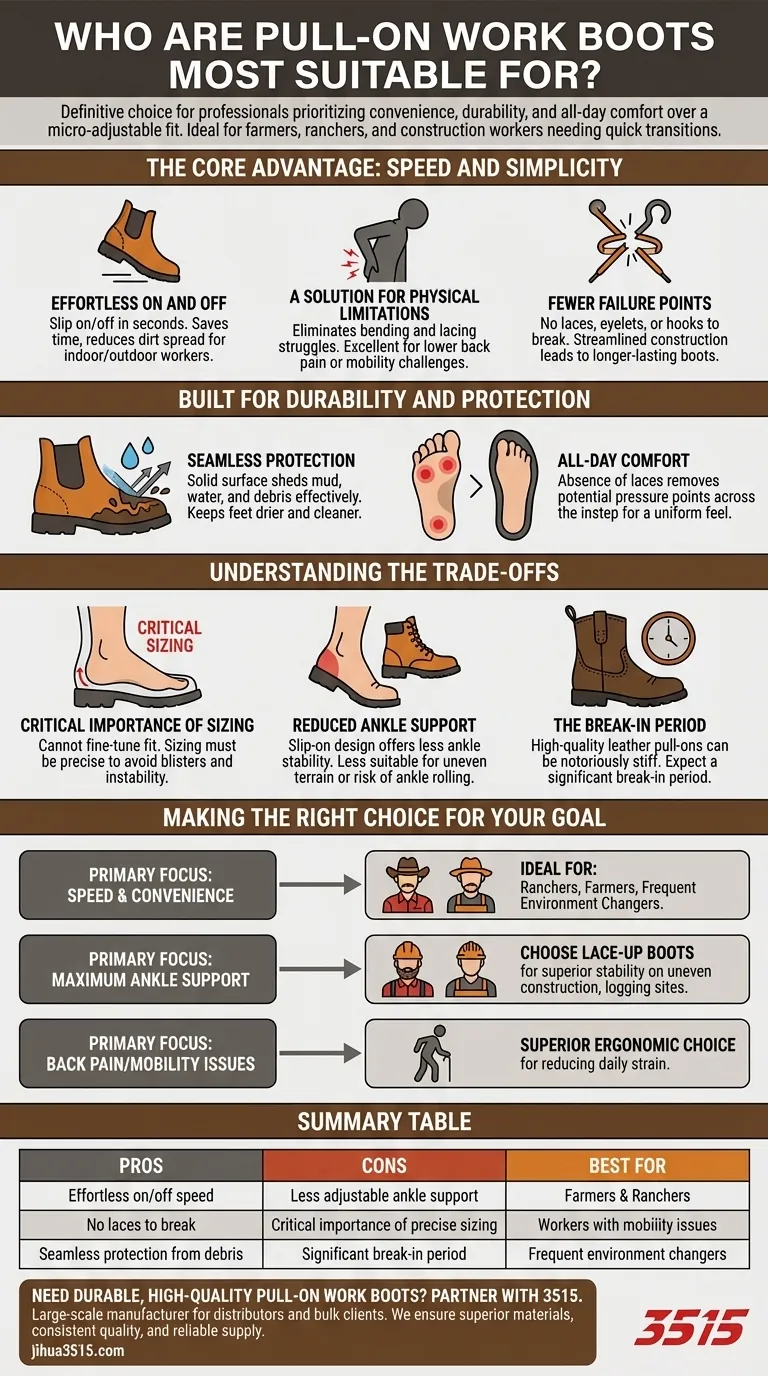 Für wen sind Schlupf-Arbeitsstiefel am besten geeignet? Ideal für Landwirte, Viehzüchter und Bauprofis Visuelle Anleitung