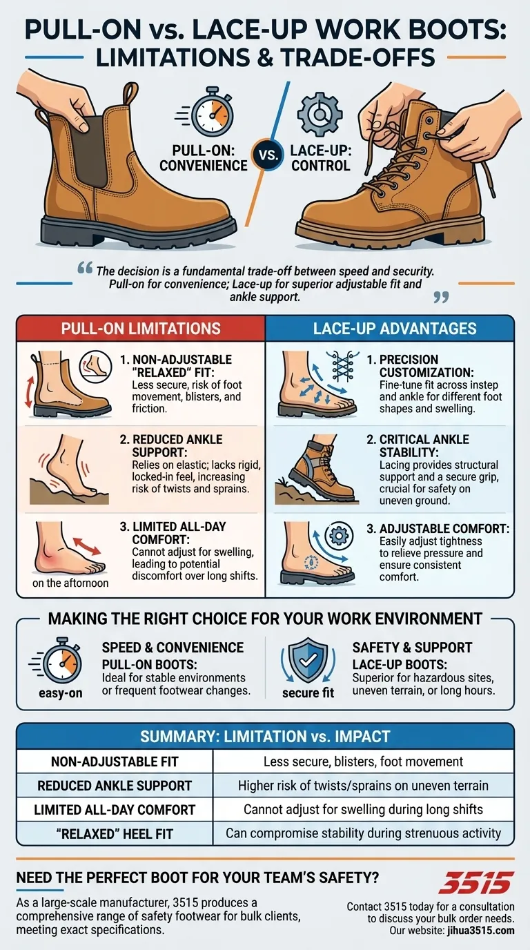 ¿Cuáles son las limitaciones de las botas de trabajo sin cordones? Una guía para elegir seguridad y soporte Guía Visual