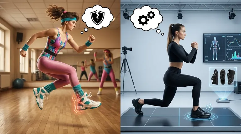 What was discovered about three-quarter cut aerobic shoes in the 90s? The Dangerous Illusion of Ankle Support