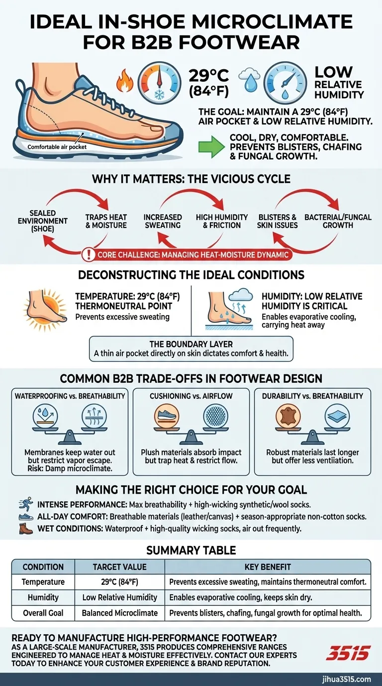 Quali sono le condizioni ideali per il microclima all'interno della scarpa? Mantieni i piedi freschi, asciutti e senza vesciche Guida Visiva